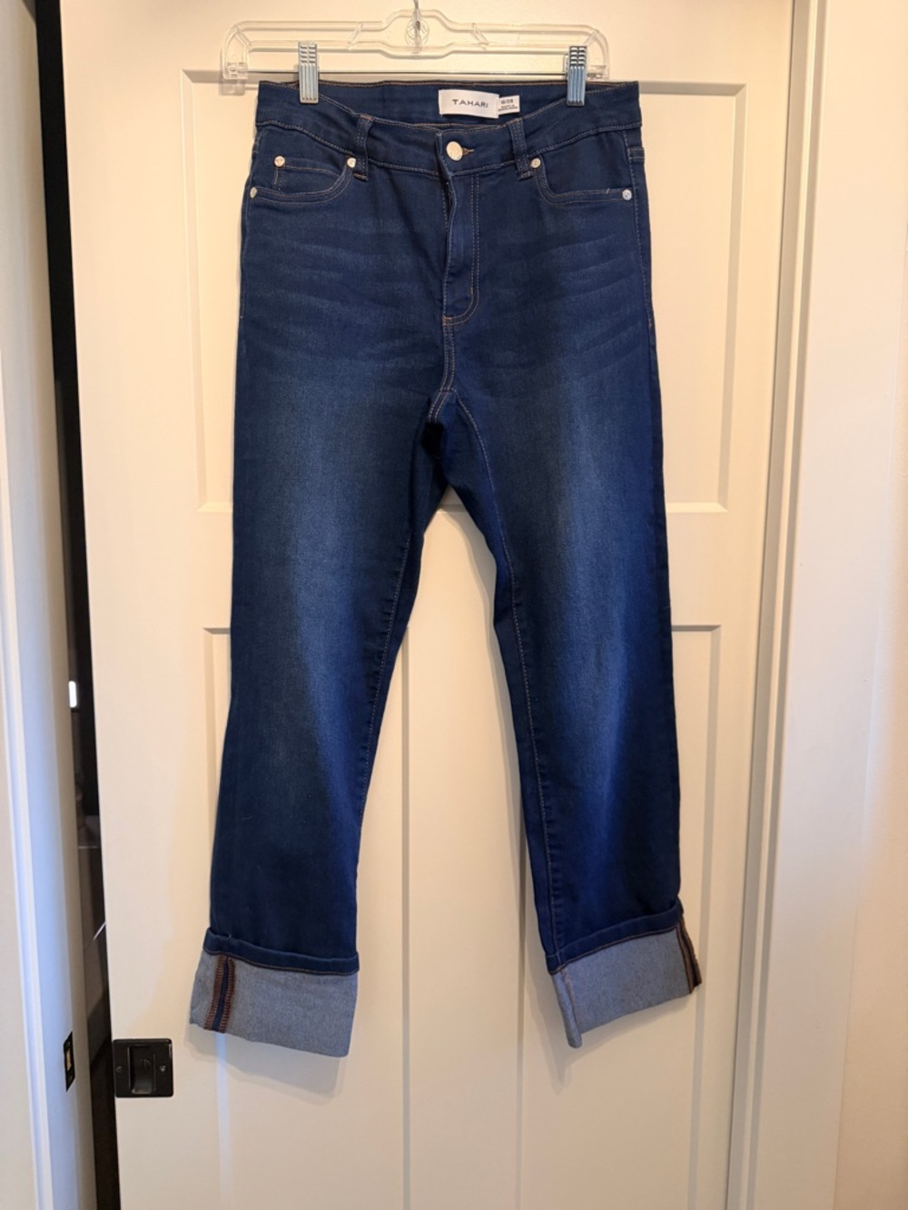 Tahari Dark Indigo Straight-Leg crop Jeans
